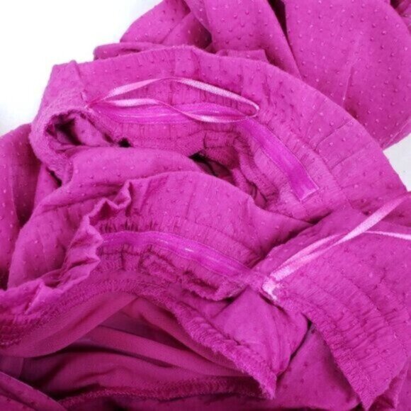 Guess Puffy Sleeve Off Shoulder Barbie Pink Pirate Top Ruffles Women's Sz Large - Picture 9 of 16